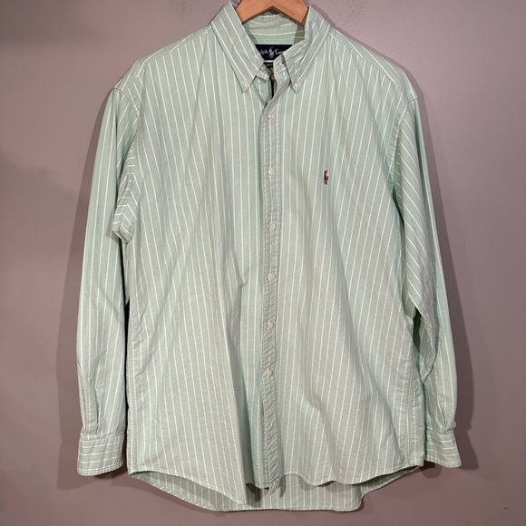 Ralph Lauren Other - Ralph Lauren Mint Green Striped Relaxed Fit Button Up Shirt Size Large